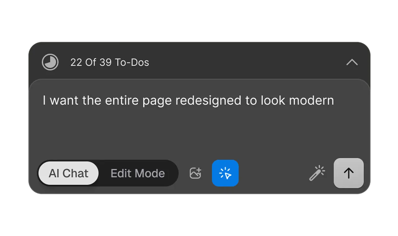 CodeDesign.ai AI Chat editing a page with a text prompt