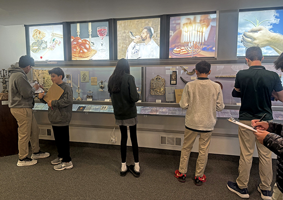 Students studying in the gallery