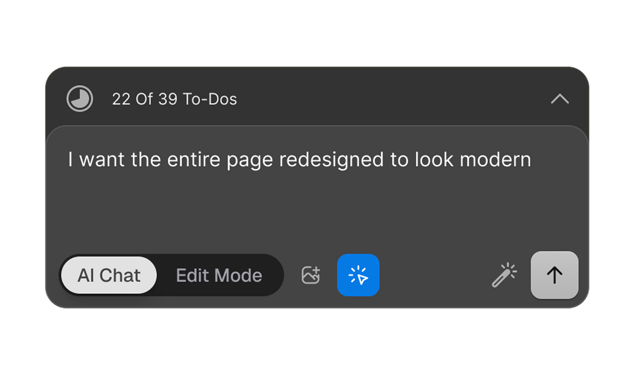 CodeDesign.ai AI Chat editing a page with a text prompt