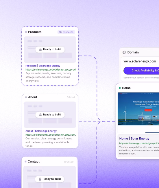 CodeDesign AI website studio screenshot new page