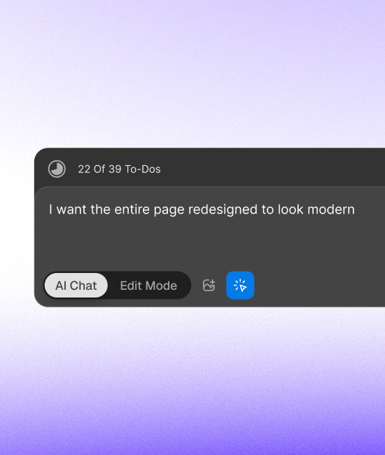 AI Chat panel building a website from a plain-language prompt