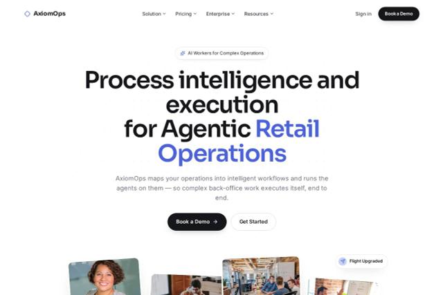 AxiomOps AI SaaS website template with a book a demo button