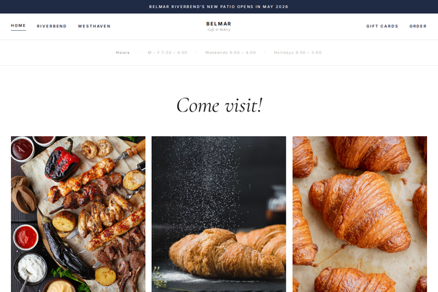 Belmar Café & Bakery restaurant website template