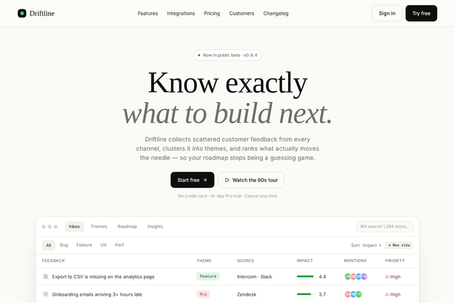 Driftline SaaS website template
