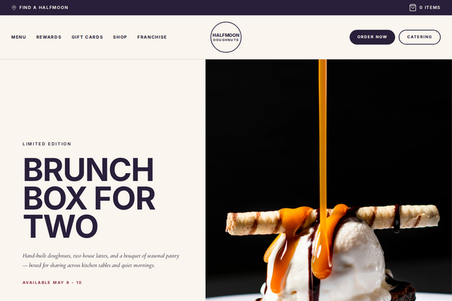 Halfmoon Doughnuts restaurant website template