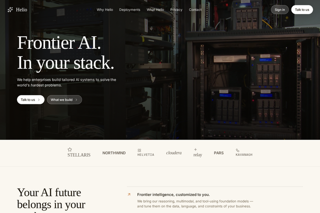 Helio Frontier enterprise AI website template