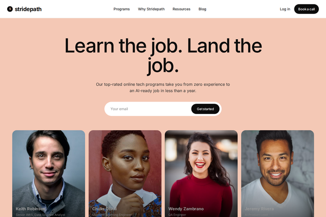 Stridepath Academy website template for online career programs